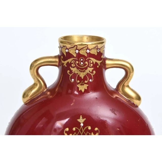 Antique Vase Coalport England Hand Painted with Jeweling and Raised Gilt For Sale - Image 9 of 10