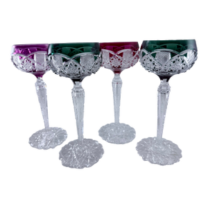 Early 20th Century Val Saint-Lambert Saarbrucken Pattern Wine Glasses- Set of 4