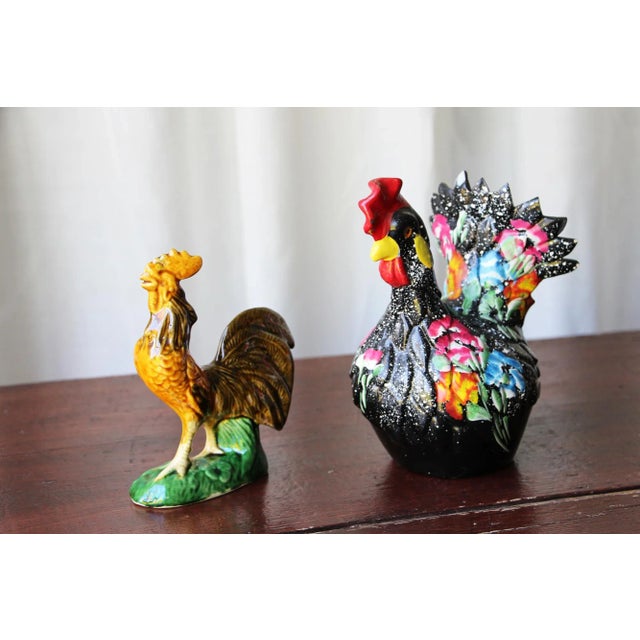 Portuguese Vintage Rooster and a Chicken Figurines - a Pair For Sale - Image 4 of 13