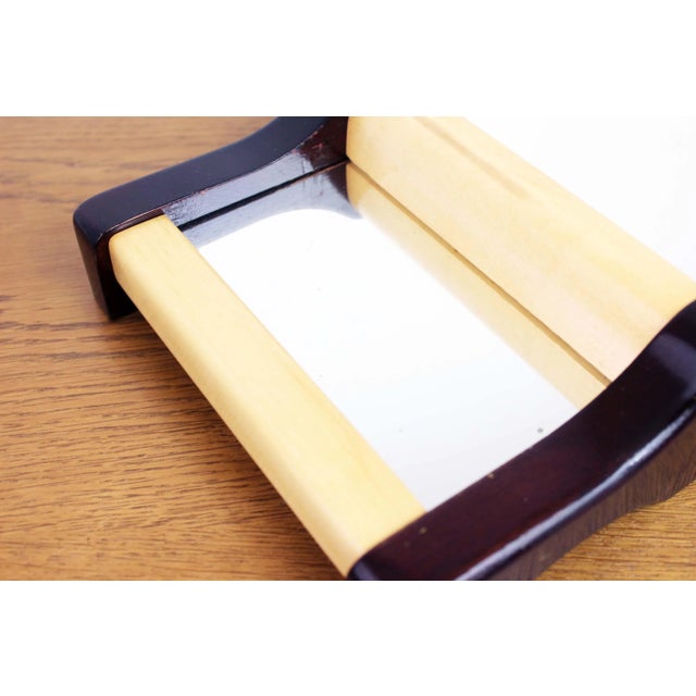 Art Deco Mirror and Solid Wood Glass Tray For Sale - Image 9 of 11