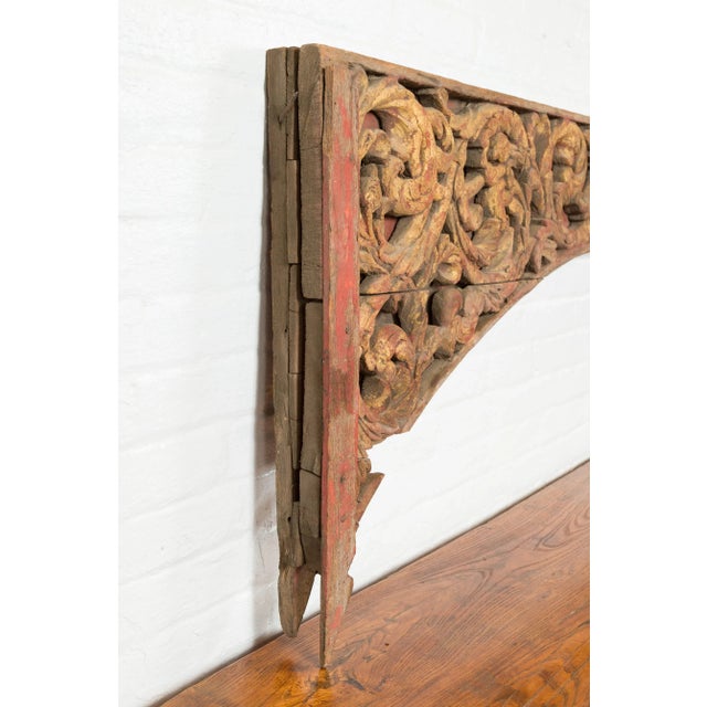 Antique Indonesian Carved and Painted Architectural Panel with Rinceaux Frieze For Sale - Image 12 of 13