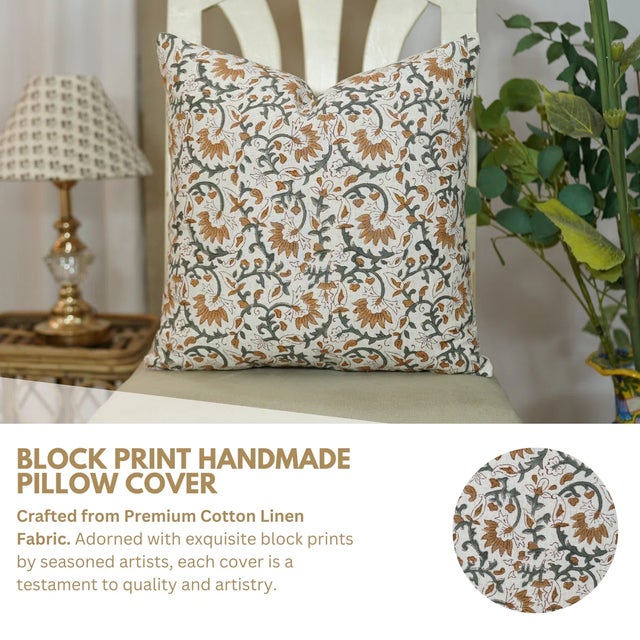 Add a touch of artisanal charm to your home with the “Madhav” block print handmade cushion cover. Crafted from a...