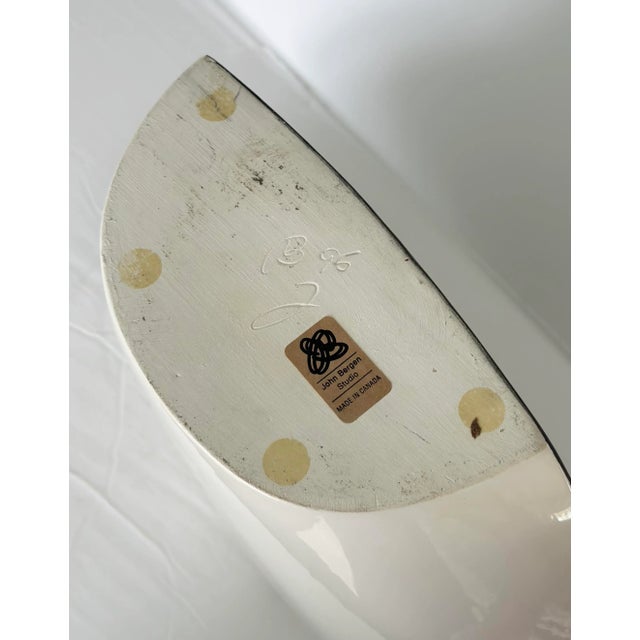 1990s John Bergen Studio Postmodern Black and White Ceramic Amorphous Vase For Sale - Image 9 of 9