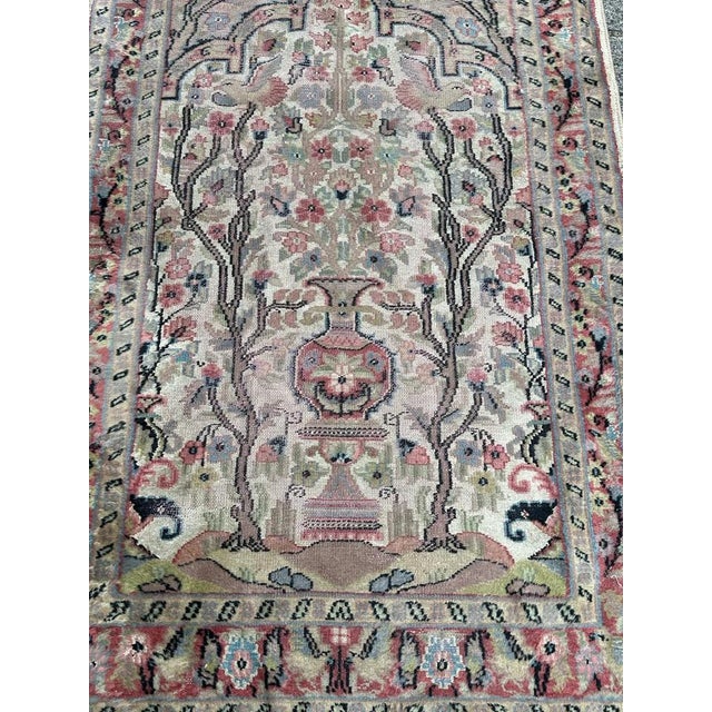 Small Vintage Silk and Wool Pakistani Rug from Bobyrugs, 1980s For Sale - Image 13 of 16