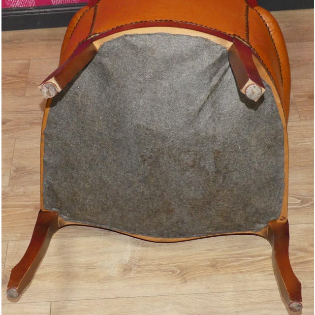 Wood Chippendale Chesterfield Armchair in Caramel Leather, 1960s For Sale - Image 7 of 11