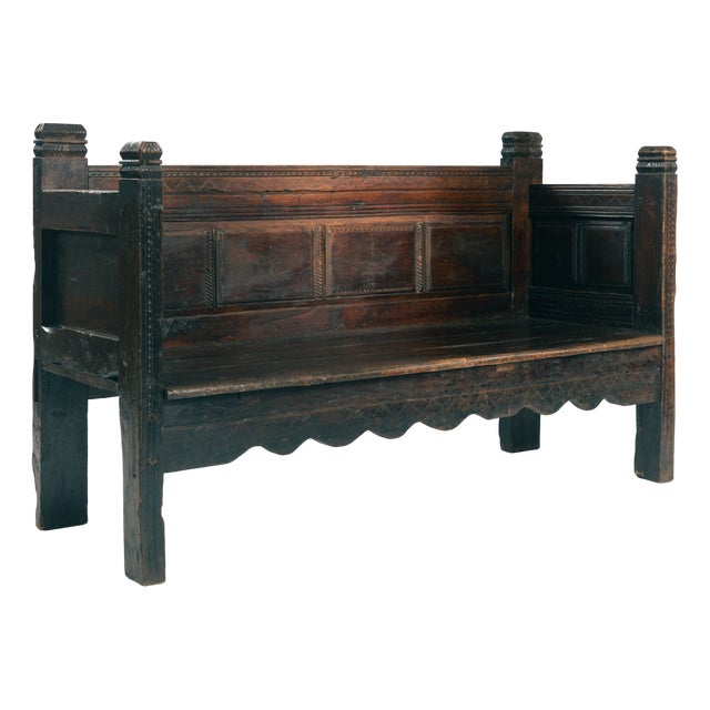 Antique Early 18th Century Spanish Siesta Bench in Walnut For Sale