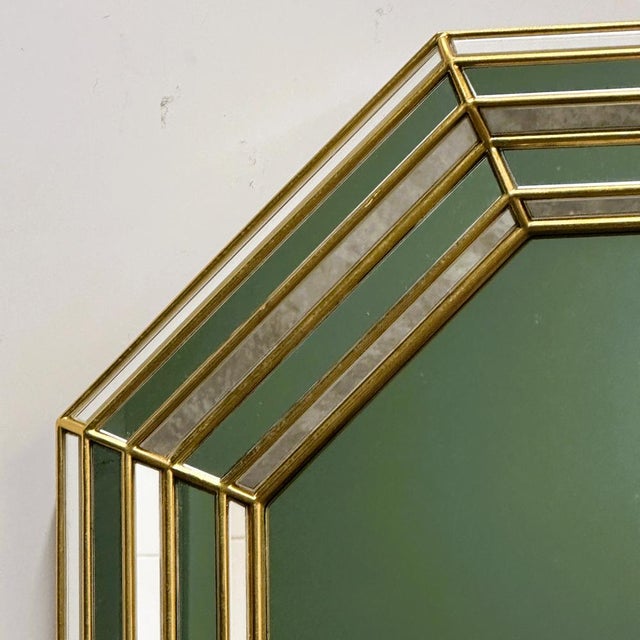 Large Octagonal Wall Mirror in Layered Mirrored Glass witl Gilt Accents from Deknudt For Sale - Image 6 of 11
