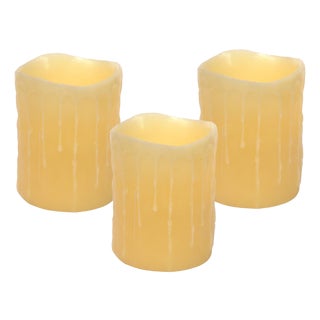 LED Dripping Wax Pillar Candles (Set of 3) For Sale