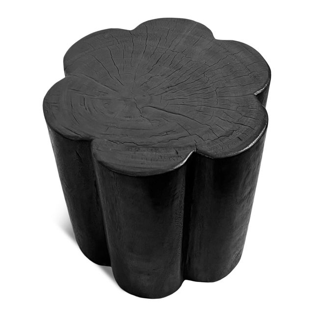 Black Solid Wood Modern Flower Stool / Side Table For Sale - Image 4 of 10
