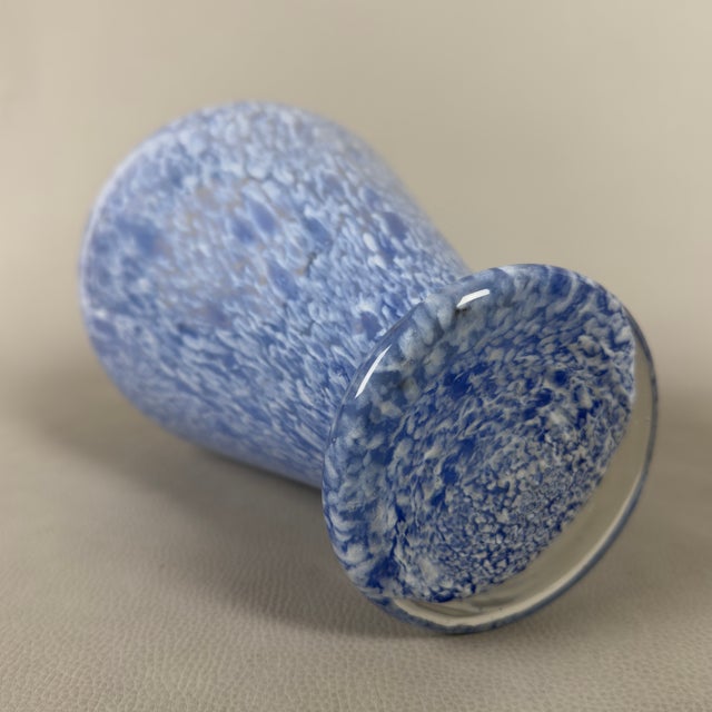 Blue Venetian Glass Vase with White, Blue, and Purple Spots, 1980s For Sale - Image 8 of 11