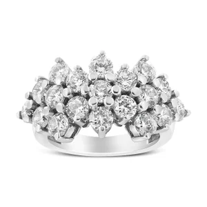 14K White Gold 4.0 Cttw Diamond Multi Row Scatter Band Ring (I-J Color, I1-I2 Clarity) - Size 8