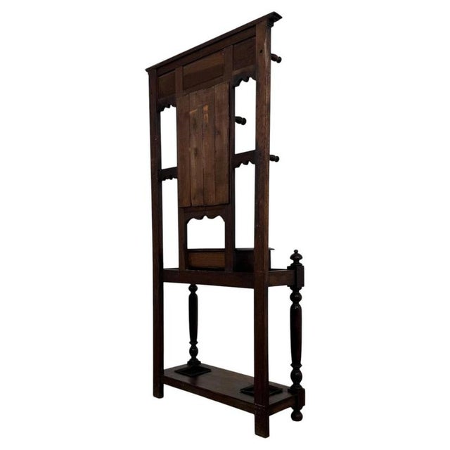Wood Antique English Carved Oak Green Man Hall Stand For Sale - Image 7 of 13