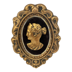 Vintage Gold Tin Cameo Framed Wall Art