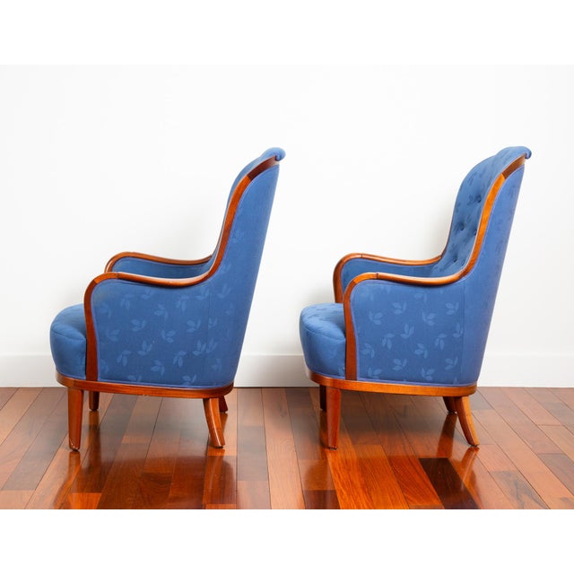 Carl Malmsten Rare Carl Malmsten, Advokaten (The Lawyer) Lounge Chairs, a Pair For Sale - Image 4 of 12