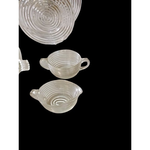 Glass 1930s Manhattan Art Deco Glass 34 Pc Dining Room Setting For Sale - Image 7 of 7