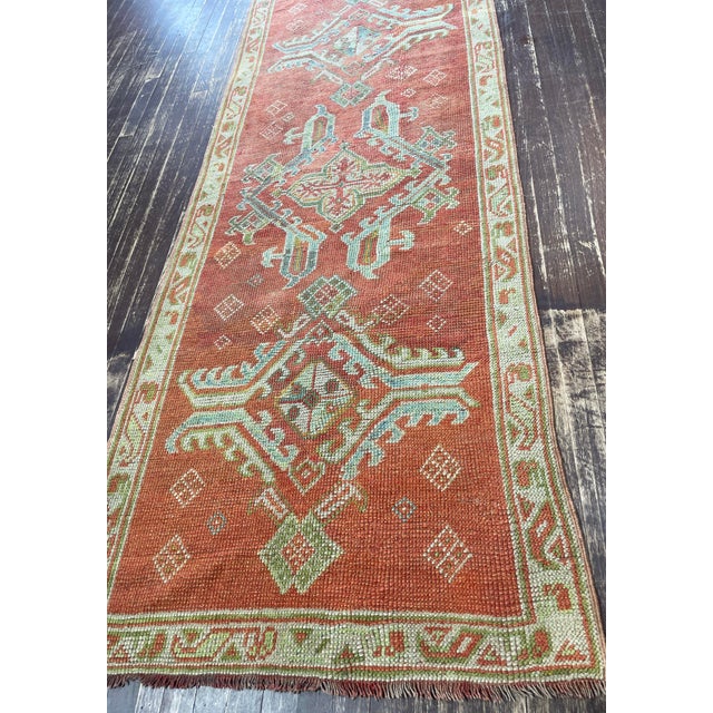 Textile Antique Turkish Oushak Runner 3'0" × 17'2" For Sale - Image 7 of 11