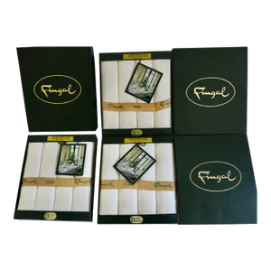 Vintage Fingal Linen Damask Napkins in Chrysanthemum Pattern -3 Sets of 4, Made in Ireland- 12 Pieces