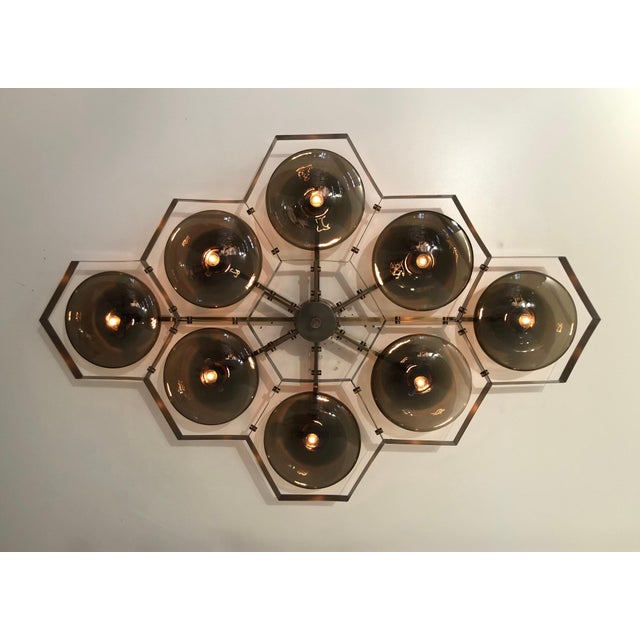 Fabio Ltd 21st Century Hive Bronze Smoky Murano Flush Mount by Fabio LTD For Sale - Image 4 of 6