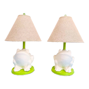 Giant Plaster Frog Lamps & Shades - A Pair