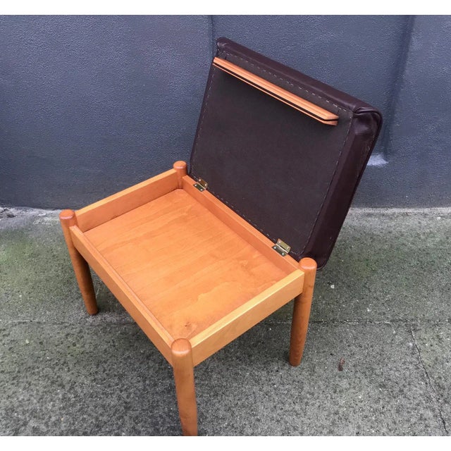 Vintage Scandinavian Beech & Leather Ottoman from Farstrup Møbler, 1970s For Sale - Image 3 of 7