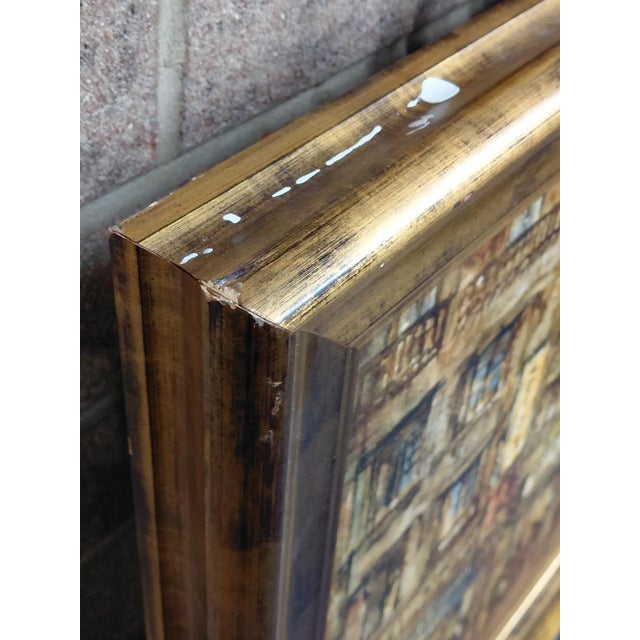 Wood Framed Signed Impressionist Bustling City Scene Oil on Canvas For Sale - Image 7 of 11