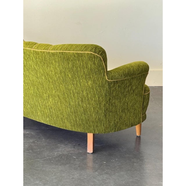 1950s Swedish Sofa in Green Striped Chenille Style of Carl Johan Boman For Sale In Tampa - Image 6 of 6