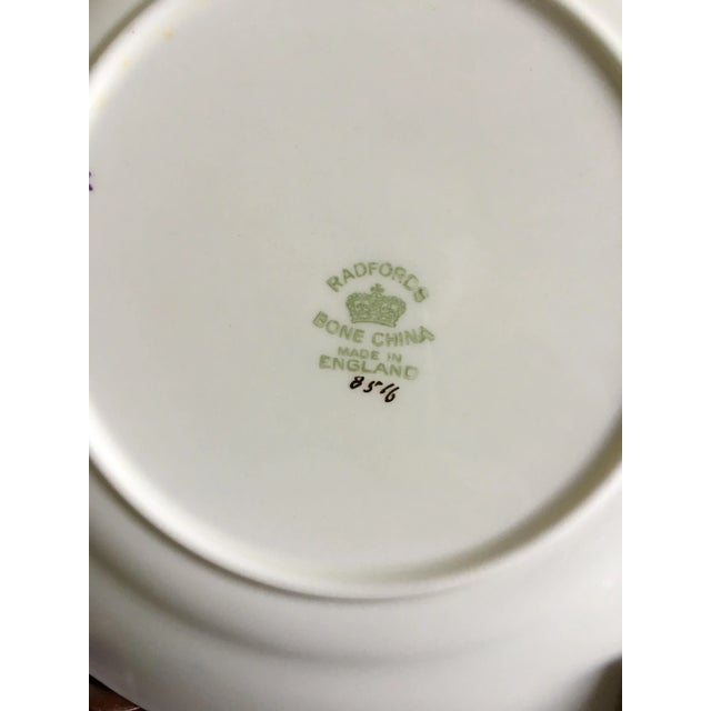 1950s Violet Floral Bone China Luncheon Plates - Set of 9 For Sale - Image 12 of 13