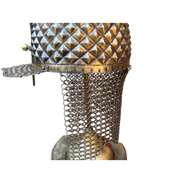 Gothic Double Hammered Brass Helmet For Sale - Image 3 of 15