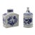 Tea Caddy and Covered Pot Blue & White Floral Pattern,Vista Alegre, Portugal, 1990s For Sale