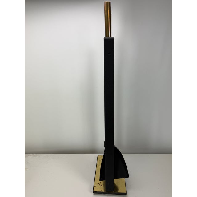 1990s Modernist Styled After Pilgrim Mfg. Brass and Wrought Iron Fireplace Tools For Sale - Image 5 of 8