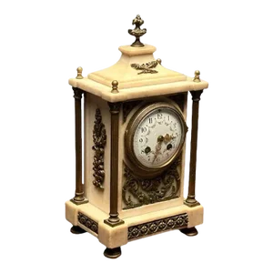 Marble and Bronze French Mantle, Bracket or Table Clock, France, Signed