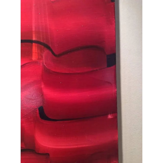 Large Red Abstract by Noted Ny Artist Marianne Stikas For Sale In Palm Springs - Image 6 of 11