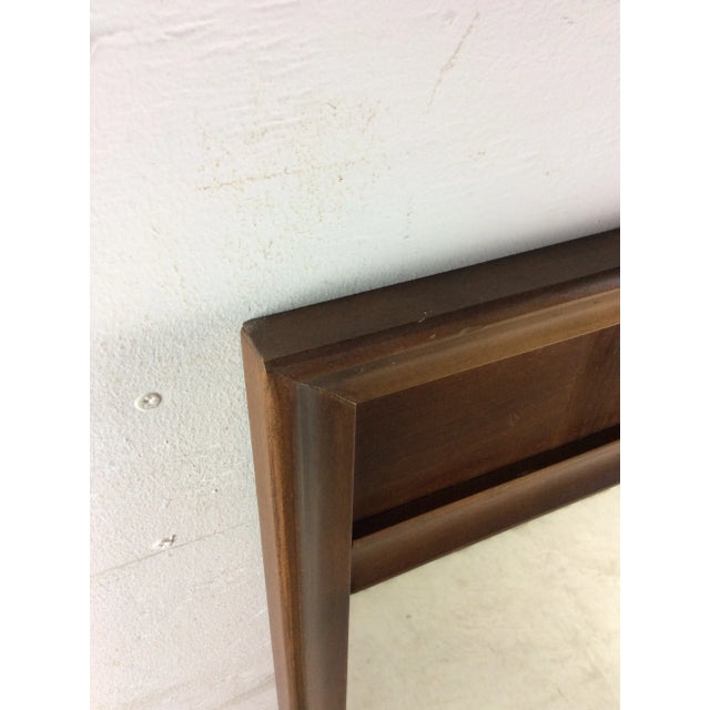 Mid Century Modern Wall Mirror With Beveled Frame & Walnut Inlay For Sale - Image 10 of 12