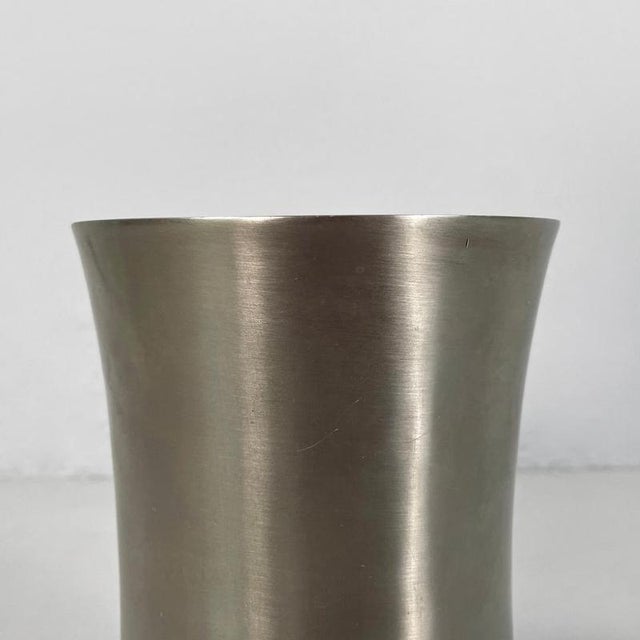 Italian Silver Colored Round Vase in Stainless Steel, 2000s For Sale - Image 10 of 14