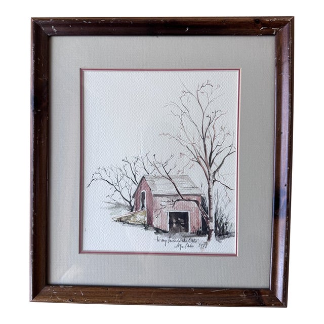 Vintage 1977 Signed Watercolor Painting of Red Barn – Framed Rural ...