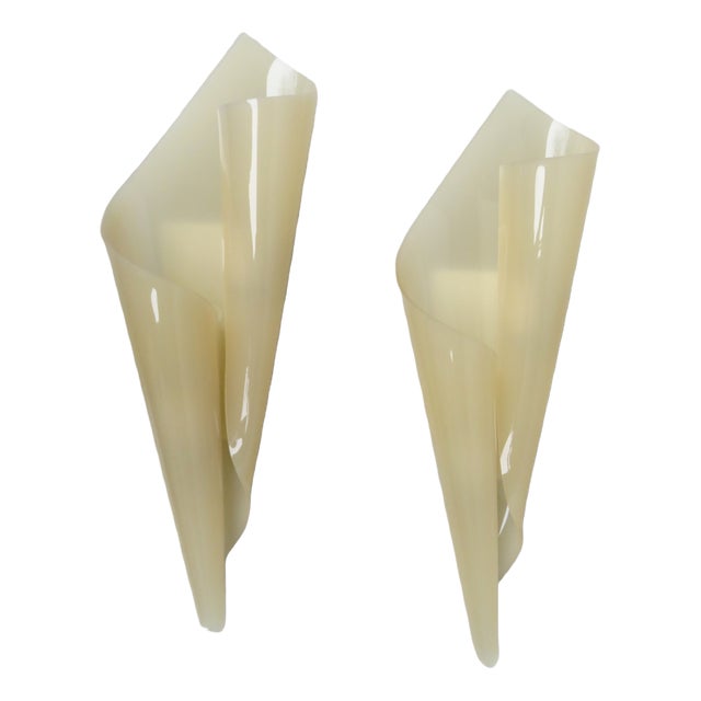 Big Acrylic Glass Wall Lights by Hanns Hoffmann for Hl-Leuchten, 1960s, Set of 2 For Sale