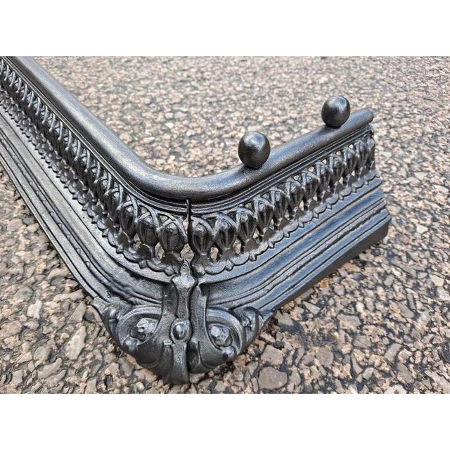 Antique Victorian Cast Iron Fireplace Fender For Sale - Image 4 of 10