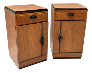 Vintage Art Deco Nightstands in Oak and Ebony by FA. S. Speelman, 1920s, Set of 2