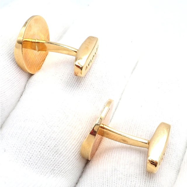 Bulgari Yellow Gold Diamond Classic Round Cufflinks, A Pair For Sale In Philadelphia - Image 6 of 11