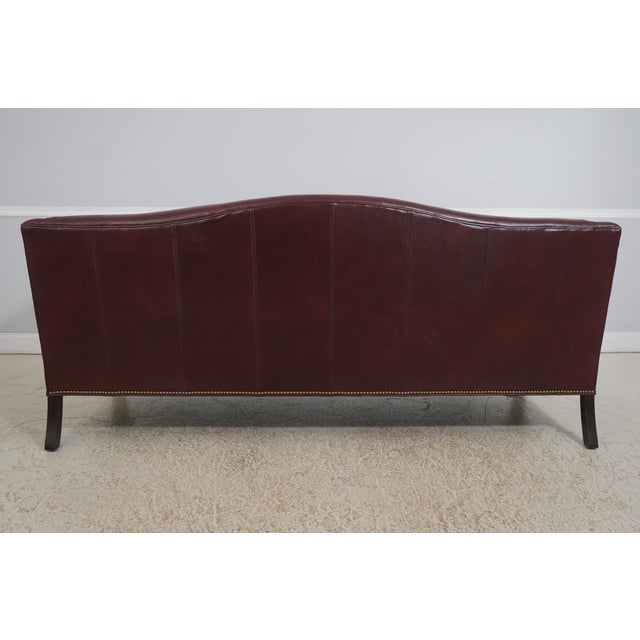 Ethan Allen Burgundy Leather Modern Sofa For Sale - Image 16 of 18