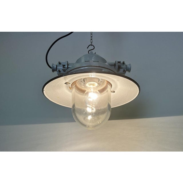 Grey Cast Aluminium Explosion Proof Lamp with Enameled Shade from Elektrosvit, 1970s For Sale - Image 15 of 16