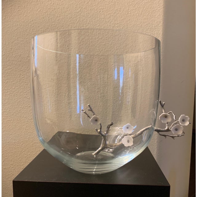 Silver Vanessa Mitrani Glass Cherry Blossom Sculpture Bowl Paris France For Sale - Image 8 of 12