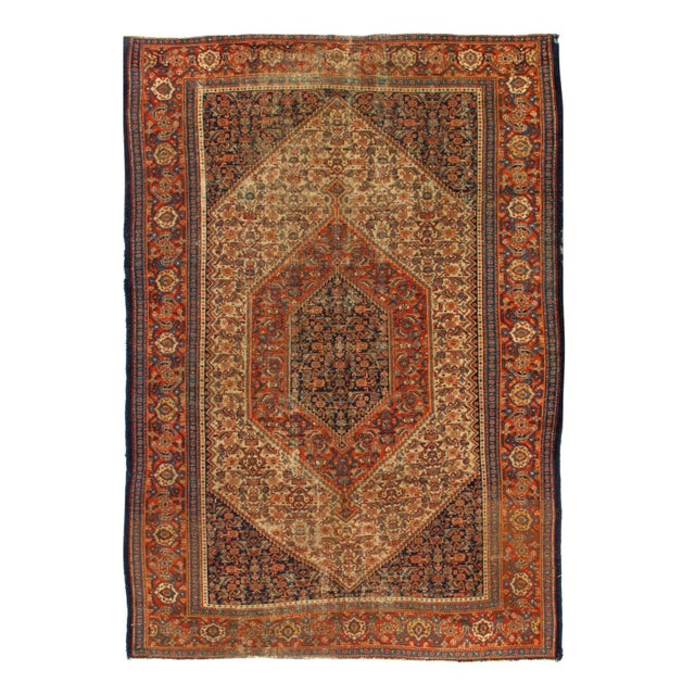 Beige Color Persian Antique Senneh 4'7'' X 6'11'' For Sale - Image 4 of 4