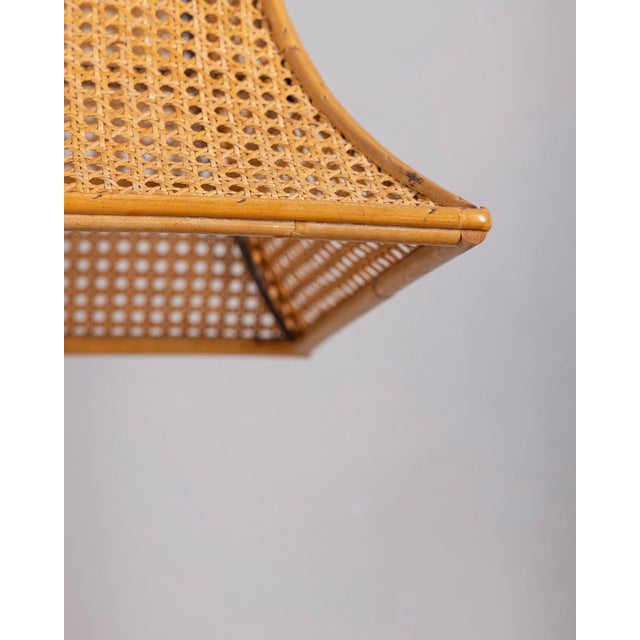 Brown Vintage Italian Bamboo and Straw Pendant Lamp, 1960s For Sale - Image 8 of 12