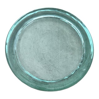 Vintage 8.6" Chunky Hand-Blown Recycled Green Glass Catchall Bowl /Tray For Sale