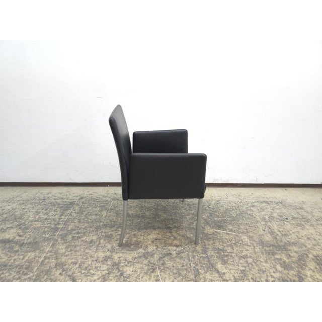 Jason 1410 Armchair Set in Black Leather by Walter Knoll, Set of 4 For Sale - Image 9 of 16