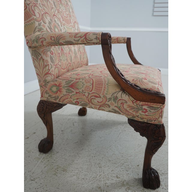Brown Pair Chippendale Paw Feet Newly Upholstered Armchairs For Sale - Image 8 of 18
