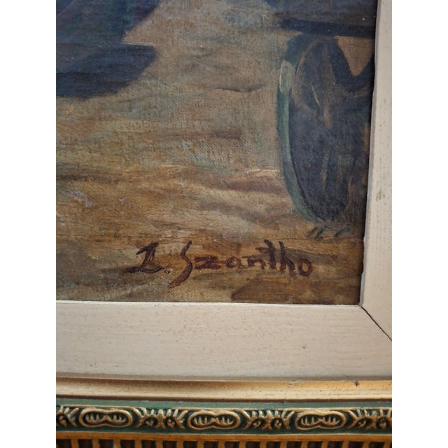 Lajos Szanto (1889-1965) Original Oil Painting c.1930s A bustling market scene. Oil on canvas. Dimensions 30.5" wide x...