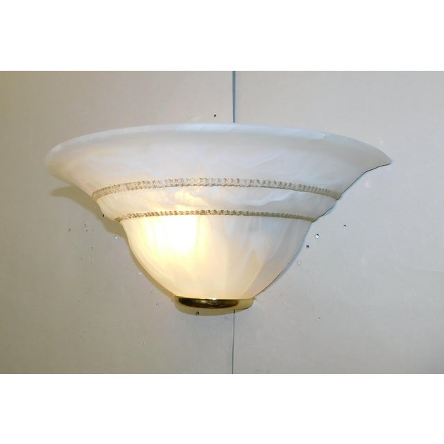 Glass 1970s Italian Milky White Uplight Sconces, a Pair For Sale - Image 7 of 9
