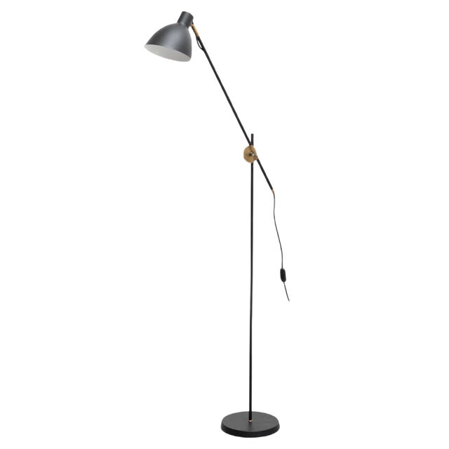 KH #1 Black Raw Brass Floor Lamp from Konsthantverk For Sale